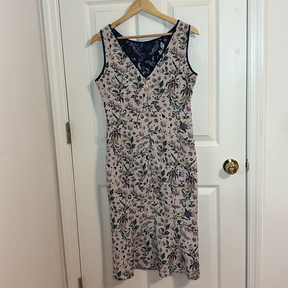 Eva Mendes New York & Co Dress Floral Jacquard Bridesmaid Sheath, Small - Picture 3 of 7